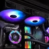 RAIJINTEK EOS 12 RBW ADD 120 mm hidraulinis guolis PWM ventiliatorius, 800–1800 RPM, 2 vnt., juoda/balta