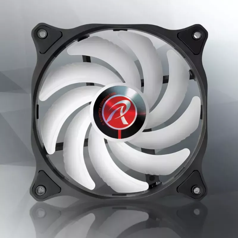 RAIJINTEK EOS 12 RBW ADD 120 mm hidraulinis guolis PWM ventiliatorius, 800–1800 RPM, 2 vnt., juoda/balta
