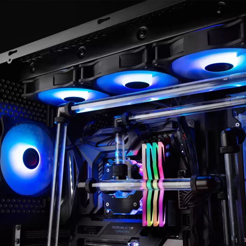 RAIJINTEK EOS 12 RBW ADD 120 mm hidraulinis guolis PWM ventiliatorius, 800–1800 RPM, 2 vnt., juoda/balta