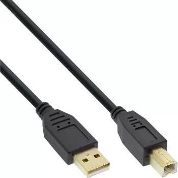 InLine USB 2.0 kabelis, A tipo kištukas / B tipo lizdas, juodas, auksuotas, 1 m