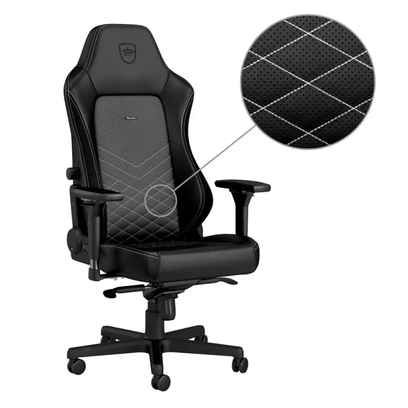 Gaming kėdė noblechairs Hero PU Leather – paminkštinta sėdynė, paminkštintas atlošas, maksimalus aukštis 137 cm, atlošo plotis 57 cm