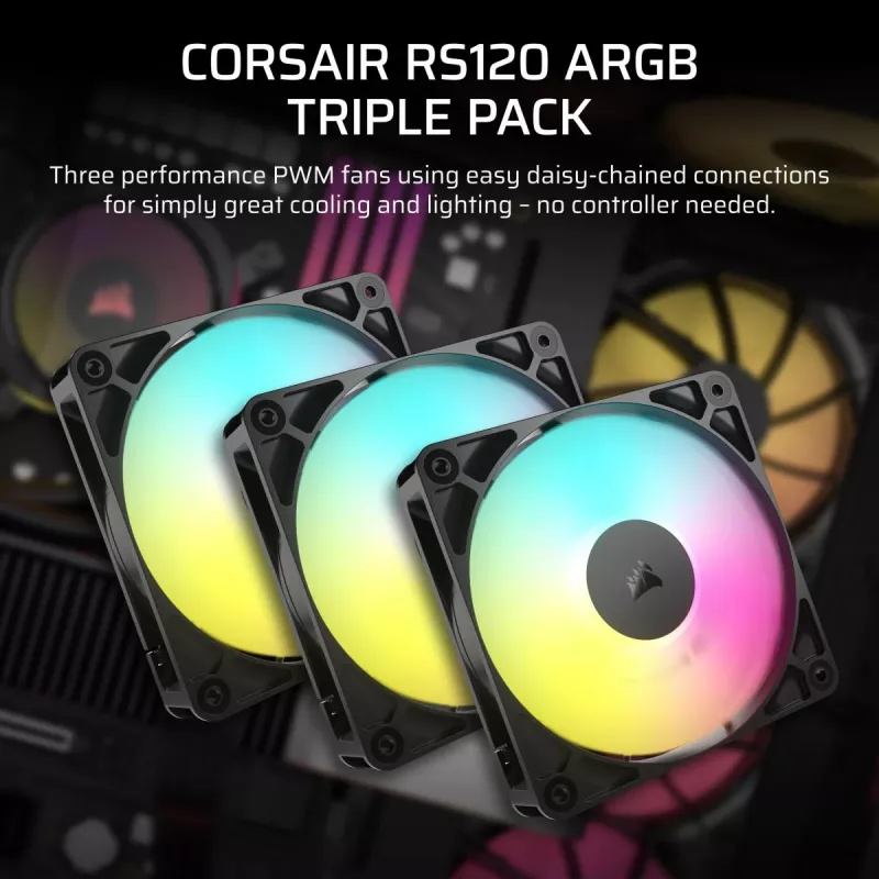 CORSAIR RS ARGB Series 120 120mm ventiliatorių rinkinys (3 vnt.)