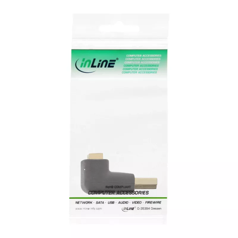 InLine HDMI adapteris, kištukas/lizdas, lenktas aukštyn, auksuoti kontaktai, 4K2K