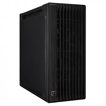PC korpusas ASUS ProArt PA602 Wood Edition Midi Tower Juodas — EATX palaikymas, 45 cm GPU, 19 cm PSU/aušintuvas, 8 HDD lizdai, USB-C