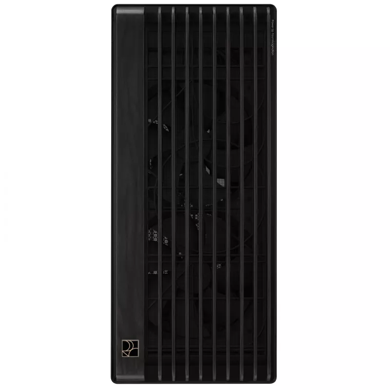 PC korpusas ASUS ProArt PA602 Wood Edition Midi Tower Juodas — EATX palaikymas, 45 cm GPU, 19 cm PSU/aušintuvas, 8 HDD lizdai, USB-C