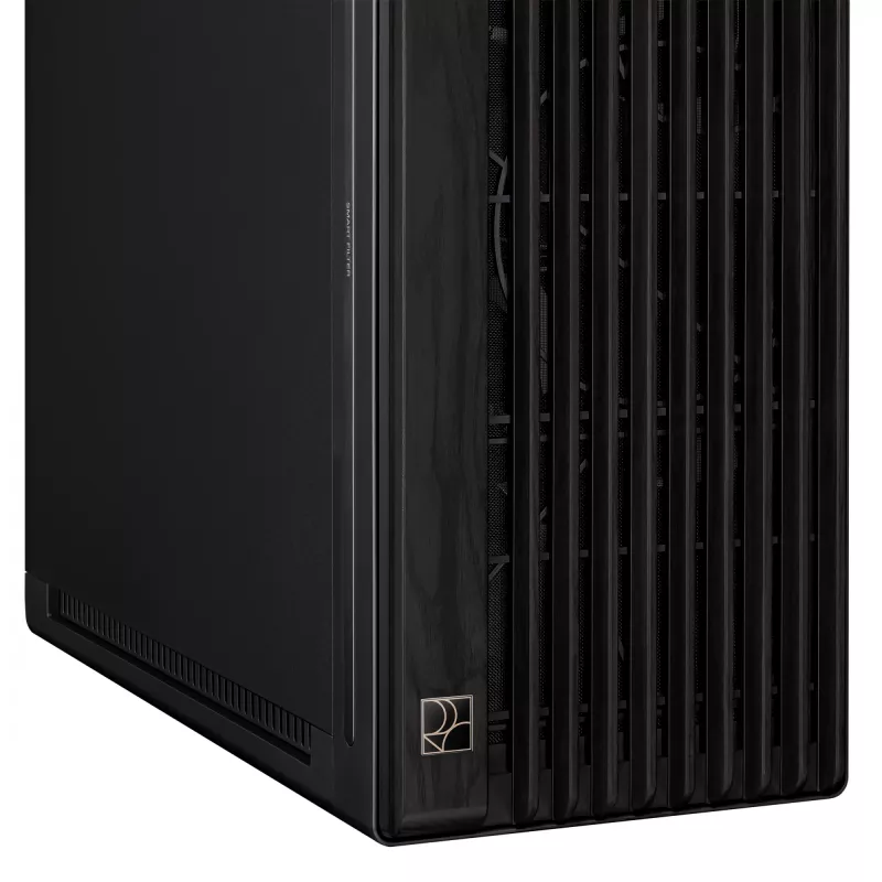 PC korpusas ASUS ProArt PA602 Wood Edition Midi Tower Juodas — EATX palaikymas, 45 cm GPU, 19 cm PSU/aušintuvas, 8 HDD lizdai, USB-C