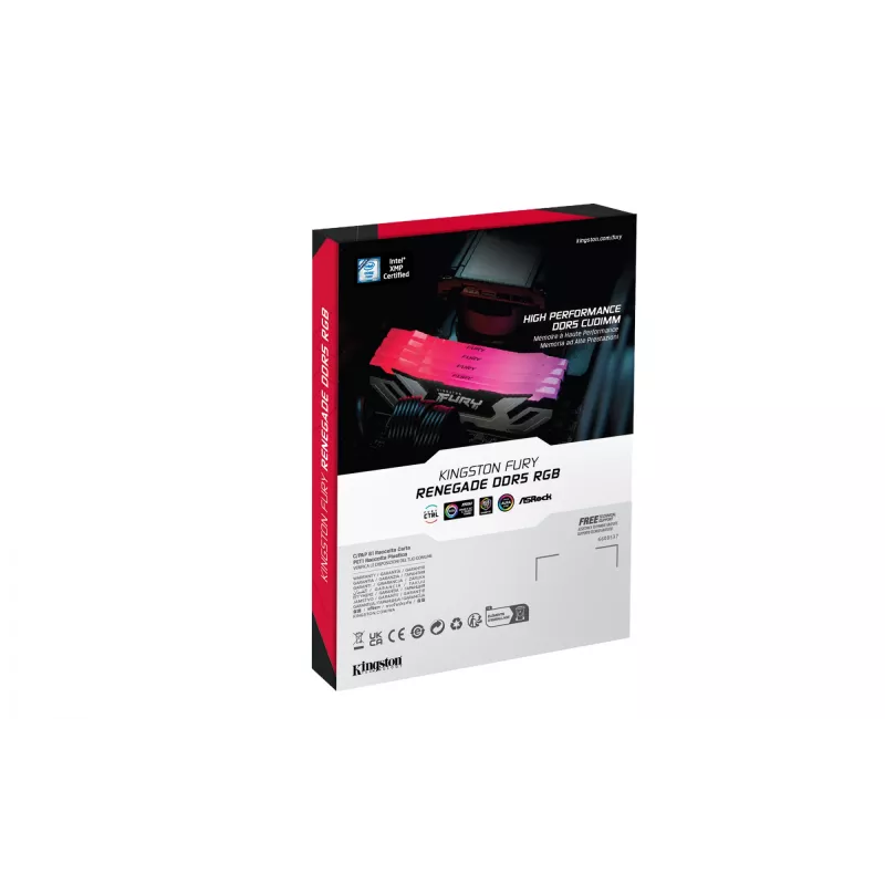 Kingston Technology FURY 48GB 8400MT/s DDR5 CL40 CUDIMM (2 rinkinys) Renegade RGB sidabrinis XMP