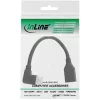 InLine DisplayPort 1.4 adapterinis kabelis M/F, 8K4K, kairysis kampinis, juodas/auksinis, 0,15 m