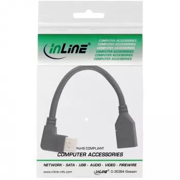 InLine DisplayPort 1.4 adapterinis kabelis M/F, 8K4K, kairysis kampinis, juodas/auksinis, 0,15 m
