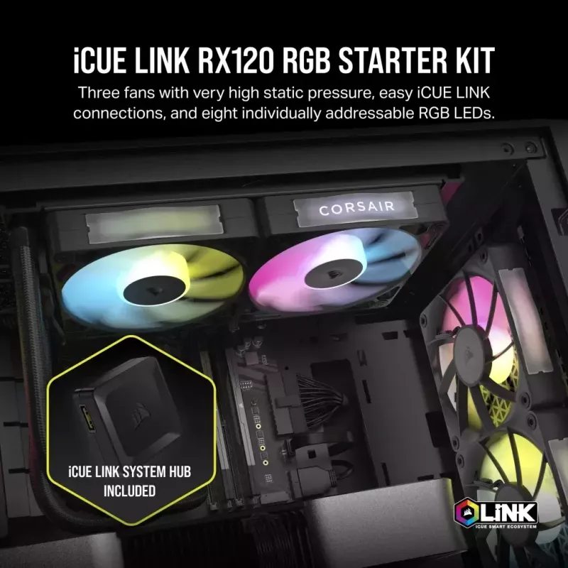 Ventiliatorius Corsair iCUE LINK RX120 RGB 12 cm 400-2100 RPM Magnetinis guolis