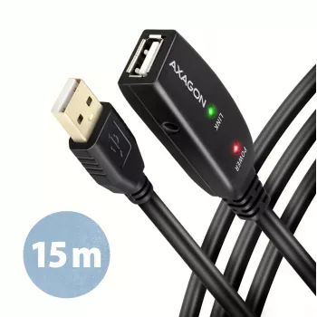 Aktyvus USB 2.0 ilginimo kabelis Axagon ADR-215, 15 m, A-M -> A-F