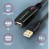 Aktyvus USB 2.0 ilginimo kabelis Axagon ADR-215, 15 m, A-M -> A-F