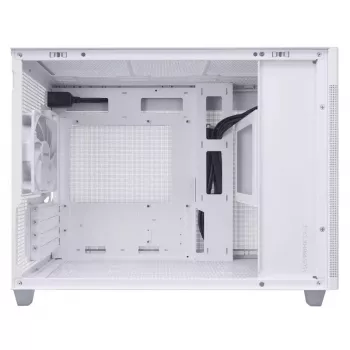ASUS AP201 PRIME CASE TG WHITE Mini Tower — micro ATX, grūdintas stiklas, 3×3,5 colio vietos, 1×2,5 colio, USB-A×2, USB-C×1