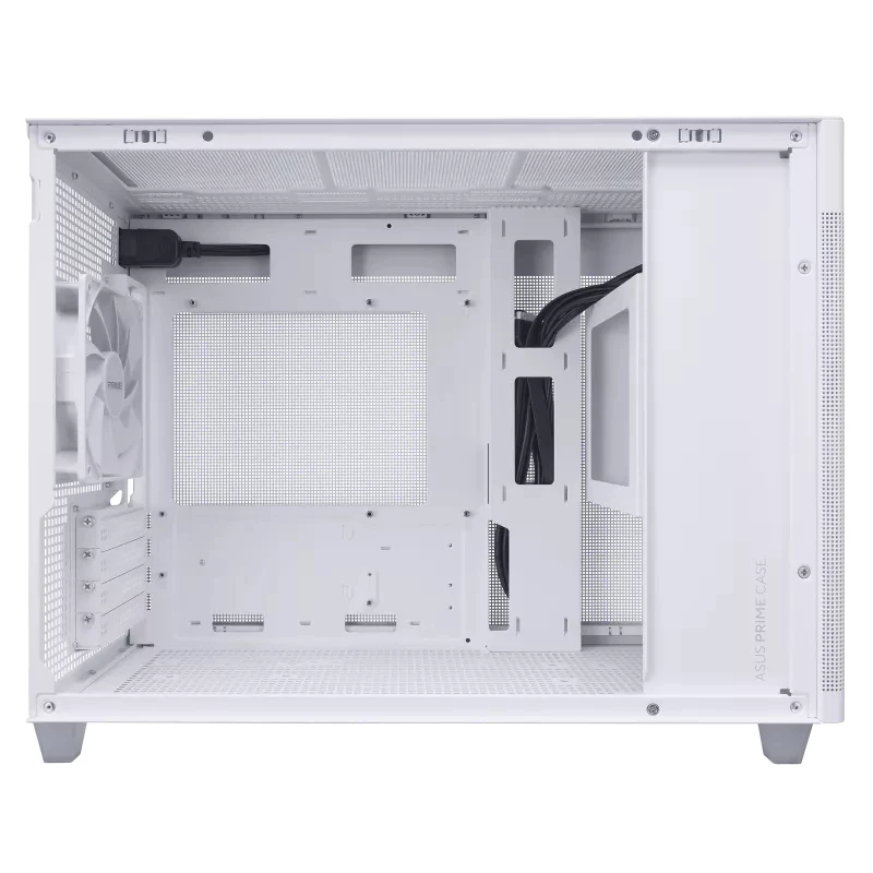 ASUS AP201 PRIME CASE TG WHITE Mini Tower — micro ATX, grūdintas stiklas, 3×3,5 colio vietos, 1×2,5 colio, USB-A×2, USB-C×1