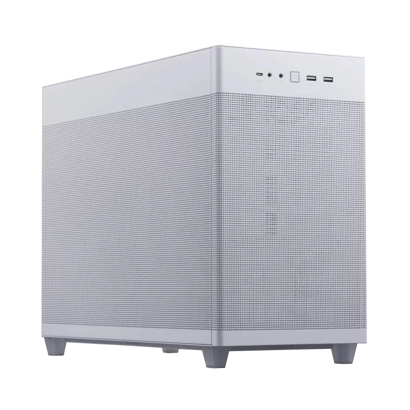 ASUS AP201 PRIME CASE TG WHITE Mini Tower — micro ATX, grūdintas stiklas, 3×3,5 colio vietos, 1×2,5 colio, USB-A×2, USB-C×1