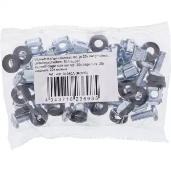 InLine Cage Nut rinkinys M6 20 veržlių + 20 poveržlių + 20 varžtų