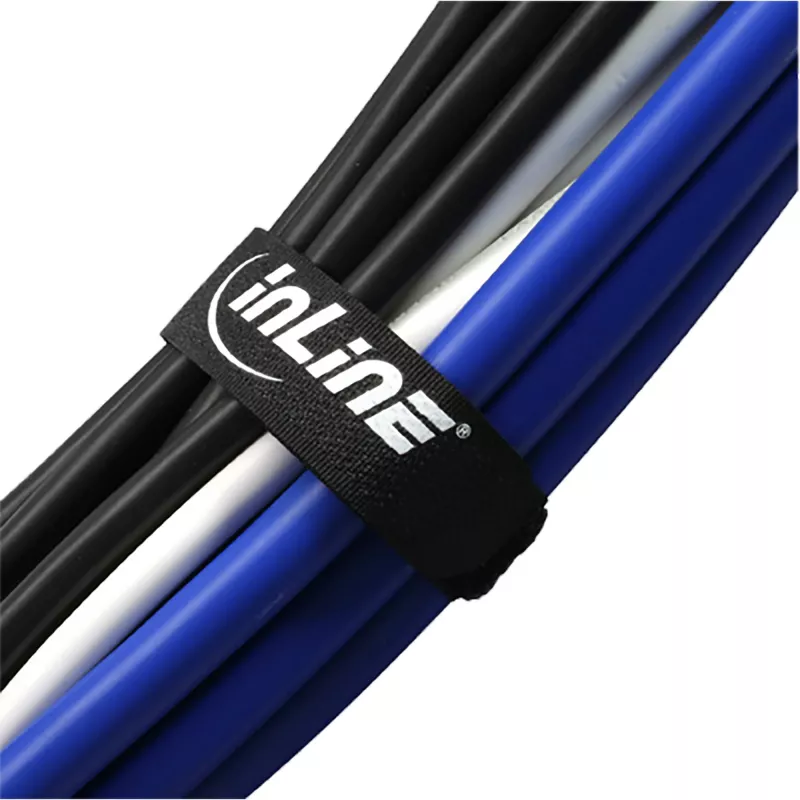 InLine lipnūs kabelių raiščiai 20x100mm 10 vnt. juodi, Nailonas
