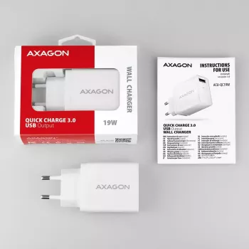 Sieninis įkroviklis Axagon ACU-QC19W 1x QC3.0/AFC/FCP/SMART 19W baltas