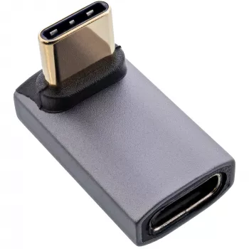 InLine USB4 adapteris USB-C (kištukas / lizdas) lenktas aukštyn/žemyn, aliuminis, pilka