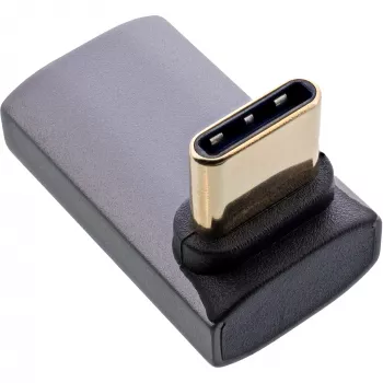 InLine USB4 adapteris USB-C (kištukas / lizdas) lenktas aukštyn/žemyn, aliuminis, pilka