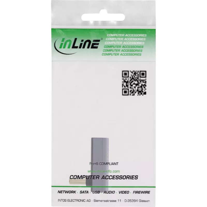 InLine USB4 adapteris USB-C (kištukas / lizdas) lenktas aukštyn/žemyn, aliuminis, pilka
