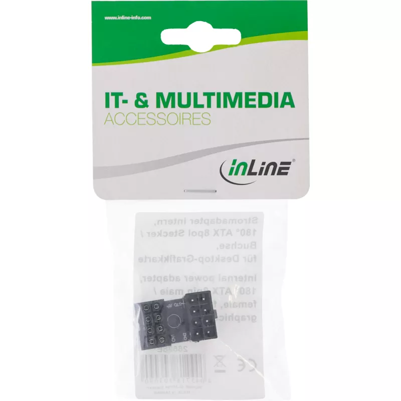 InLine vidinis maitinimo adapteris 180° ATX 8pin vyriškas-moteriškas juodas 26638E