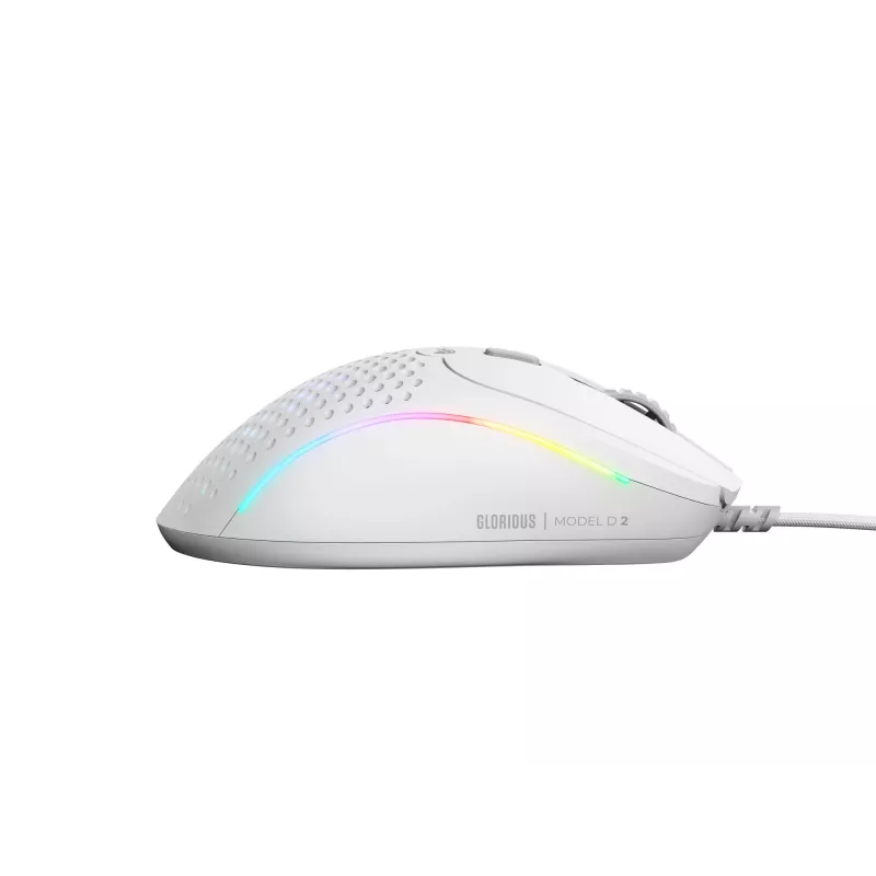 Glorious Gaming Model D 2 Wired - Matinė balta, Dešinei rankai, Optinis, USB Type-A, 26000 DPI, Baltas