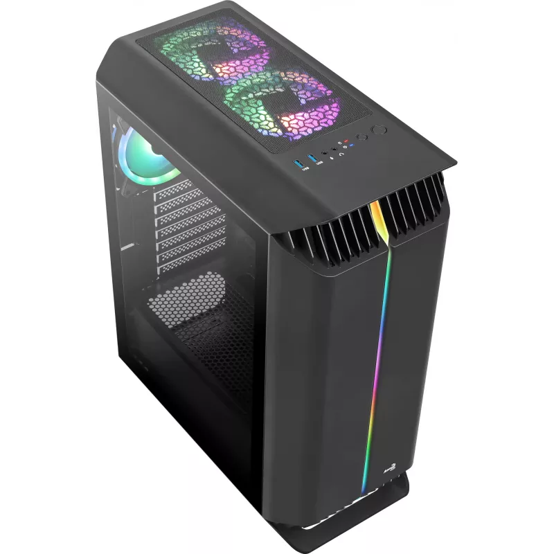 Aerocool GLADIATOR DUO ATX Gaming korpusas 3x ARGB 12cm ventiliatoriai, Midi bokštas, PC, juodas, ATX, micro ATX, Mini-ITX, ABS, SPCC, Gaming