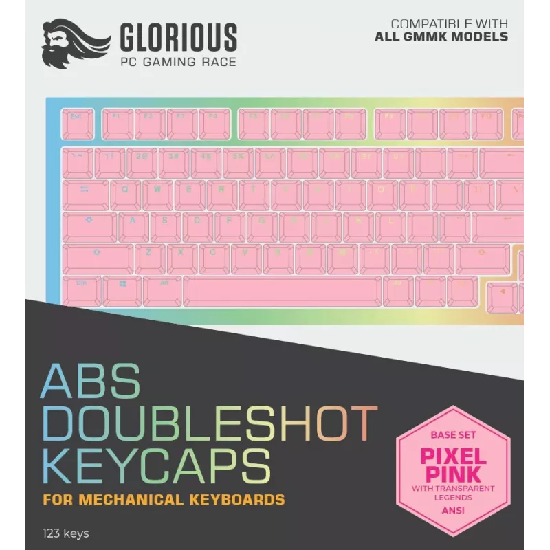 Glorious PC Gaming Race Doubleshot Keycaps V2 – rausvi klaviatūros dangteliai (ABS, dvigubo liejimo)