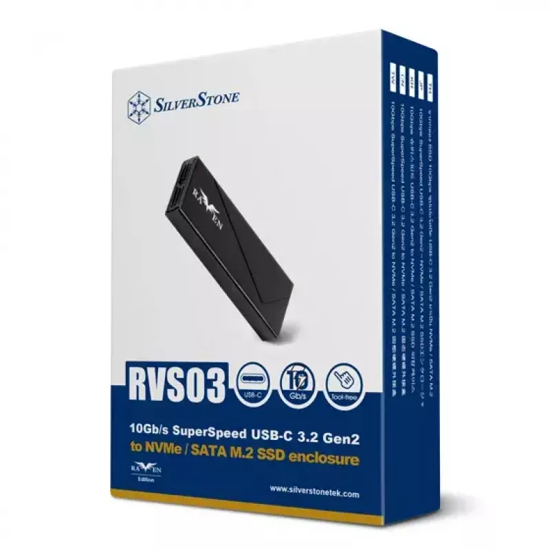 SSD korpusas Silverstone SST-RVS03 M.2 juodas USB Type-C 10 Gbit/s