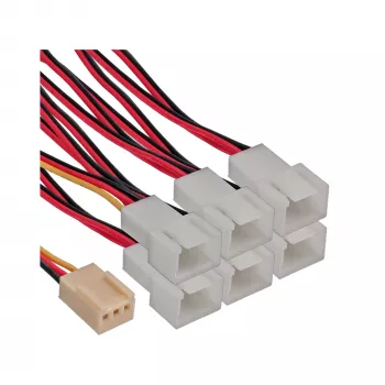 InLine ventiliatorių adapterio Y kabelis 3pin Molex moteriškas / 6x 3pin Molex vyriškas