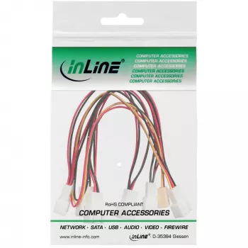 InLine ventiliatorių adapterio Y kabelis 3pin Molex moteriškas / 6x 3pin Molex vyriškas