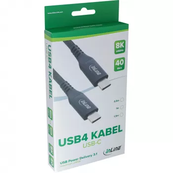 USB4 laidas InLine 35901A 1m USB-C vyriškas/vyriškas 8K60Hz juodas