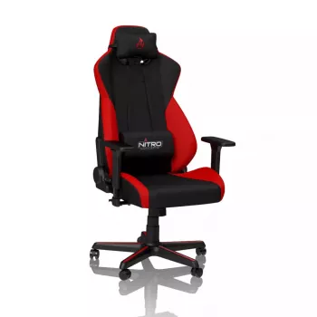Žaidimų kėdė Nitro Concepts S300 su audinio sėdyne, reguliuojamu aukščiu 128–140 cm, atlošo plotis 56 cm, audinio sėdynė (Juoda/Raudona)
