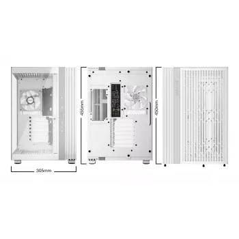 Korpusas be quiet! LIGHT BASE 600 LX White Midi Tower — ATX, šoninis langas, ARGB priekis, USB-C, palaiko 360 mm radiatorių