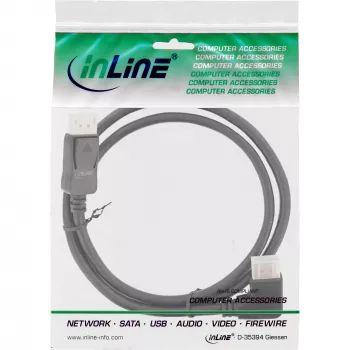 InLine DisplayPort 1.4 laidas, 8K4K, stačiu kampu, juodas/auksinis, 1 m