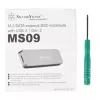 SSD korpusas Silverstone MS09, M.2 SATA, USB 3.2 Gen 2, aliuminis, sidabrinis