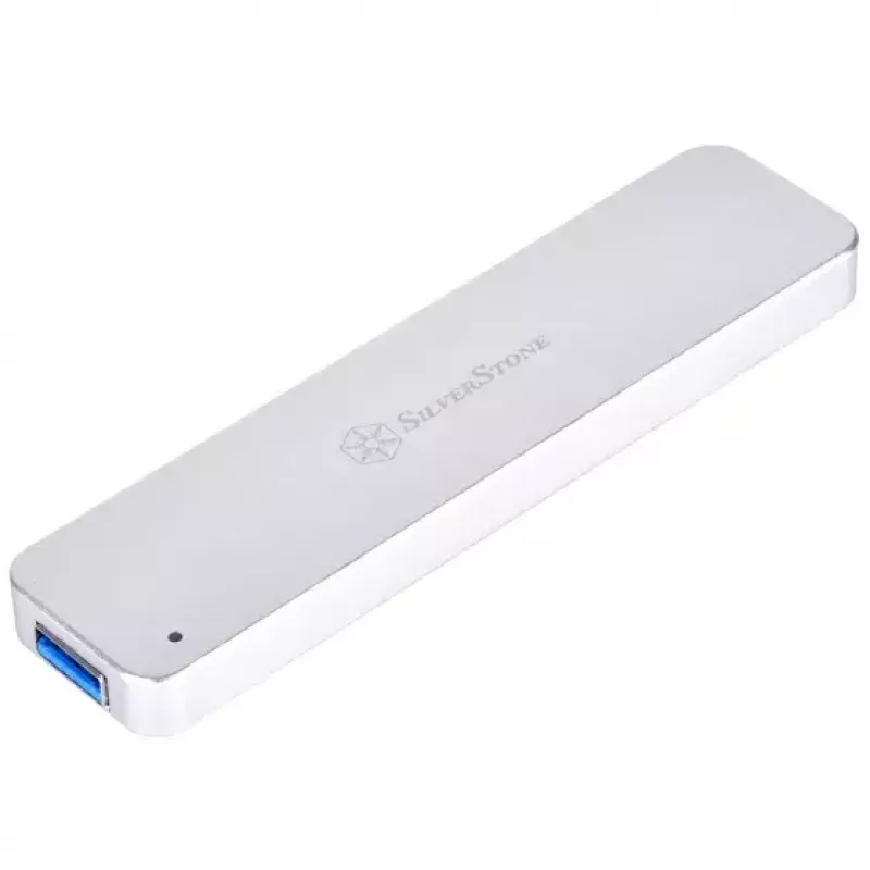 SSD korpusas Silverstone MS09, M.2 SATA, USB 3.2 Gen 2, aliuminis, sidabrinis