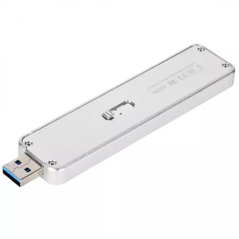 SSD korpusas Silverstone MS09, M.2 SATA, USB 3.2 Gen 2, aliuminis, sidabrinis