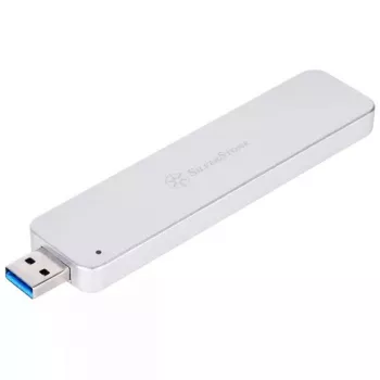 SSD korpusas Silverstone MS09, M.2 SATA, USB 3.2 Gen 2, aliuminis, sidabrinis