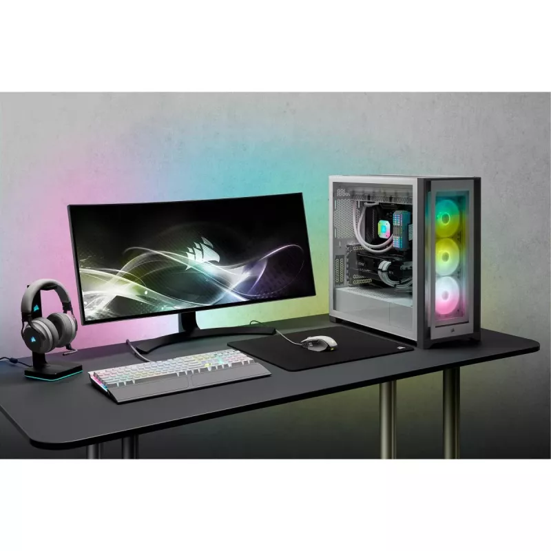 CORSAIR iCUE 5000X RGB - vidutinis ATX korpusas su grūdintu stiklu - baltas