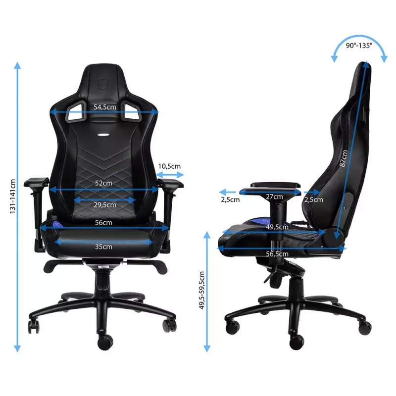 PC žaidimų kėdė noblechairs EPIC Padded seat Black 120 kg
