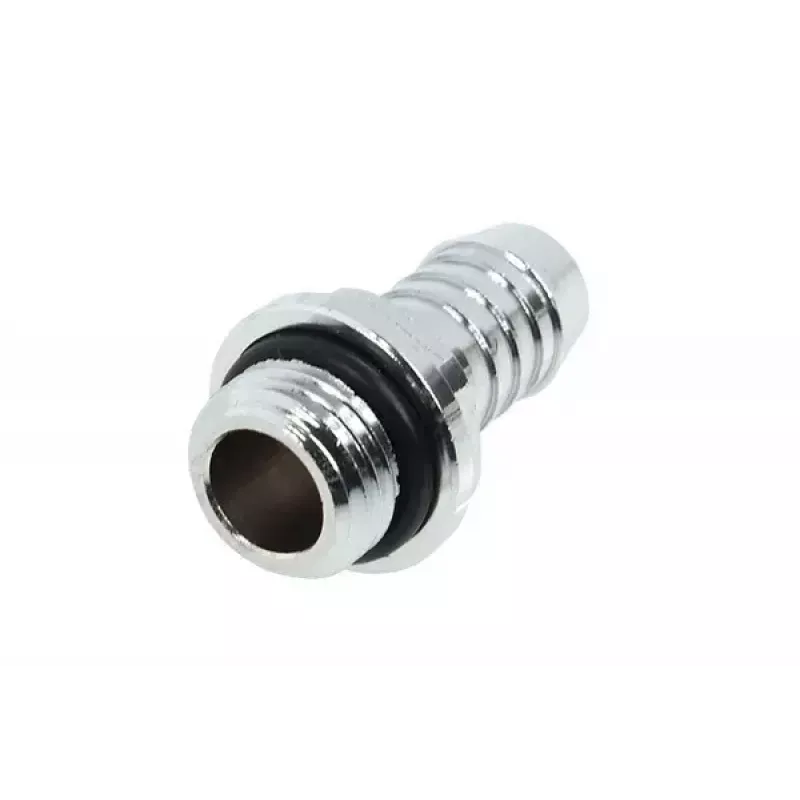 Alphacool HF 17092 chromuota tiesi FatBoy jungtis, G1/4 išorinis sriegis, 10 mm vidinio skersmens žarnai, su O žiedu