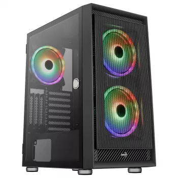 Aerocool GRAPHITEV3 kompiuterio korpusas, 3 ARGB 14 cm ventiliatoriai