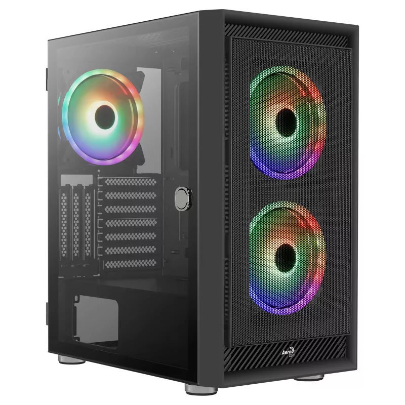 AeroCool Graphite v3 (Graphite-G-BK-v3) ACCM-PB24133.11 juodas Midi Tower korpusas, ATX/MicroATX/Mini-ITX, šonas iš grūdinto stiklo, be maitinimo bloko