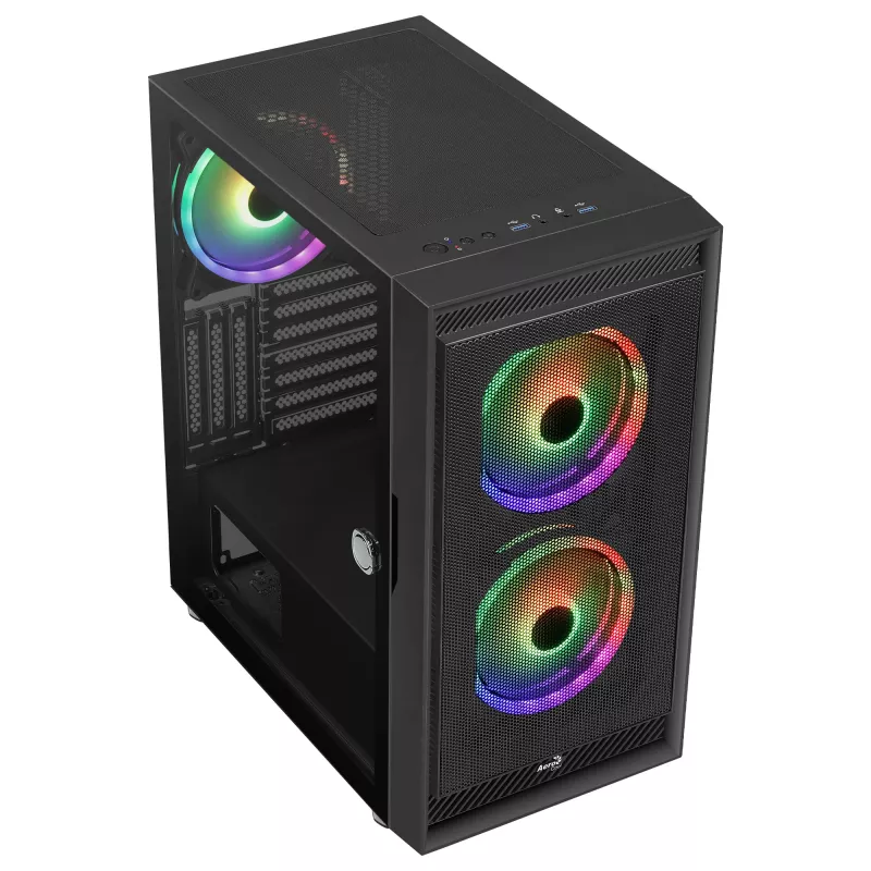 AeroCool Graphite v3 (Graphite-G-BK-v3) ACCM-PB24133.11 juodas Midi Tower korpusas, ATX/MicroATX/Mini-ITX, šonas iš grūdinto stiklo, be maitinimo bloko