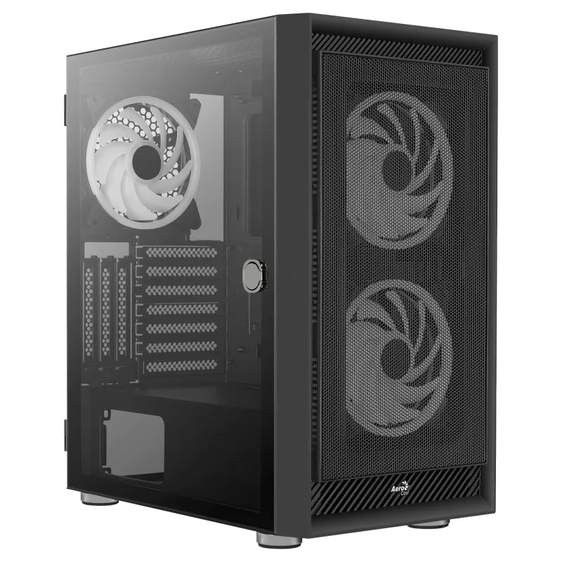 AeroCool Graphite v3 (Graphite-G-BK-v3) ACCM-PB24133.11 juodas Midi Tower korpusas, ATX/MicroATX/Mini-ITX, šonas iš grūdinto stiklo, be maitinimo bloko