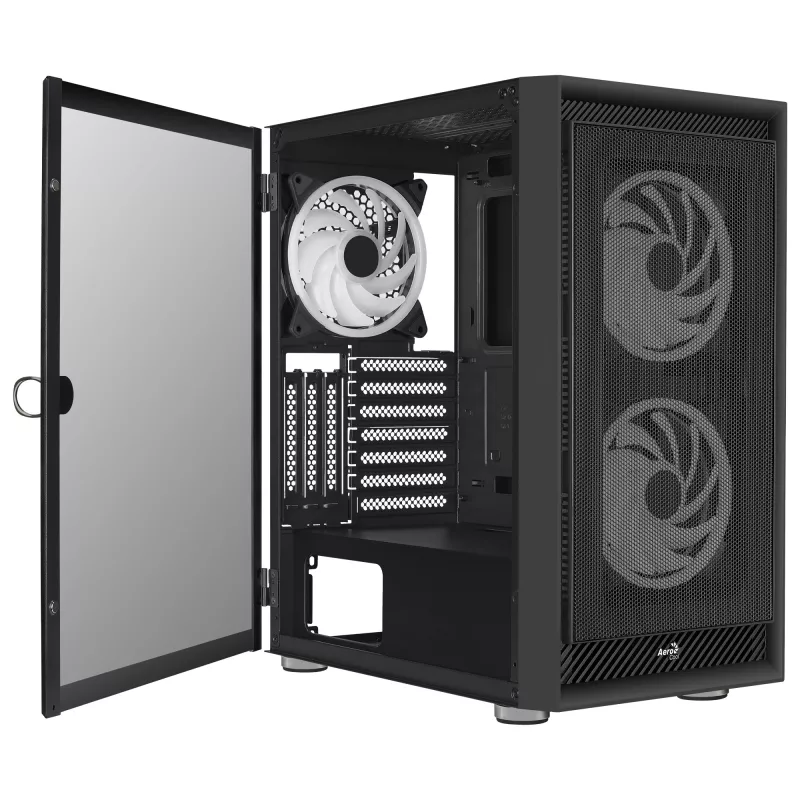 AeroCool Graphite v3 (Graphite-G-BK-v3) ACCM-PB24133.11 juodas Midi Tower korpusas, ATX/MicroATX/Mini-ITX, šonas iš grūdinto stiklo, be maitinimo bloko