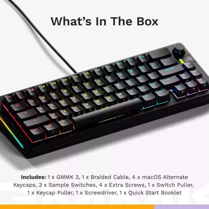 Mechaninė žaidimų klaviatūra GLORIOUS GMMK 3 65% Laidinis USB, QWERTY US, RGB, Juoda