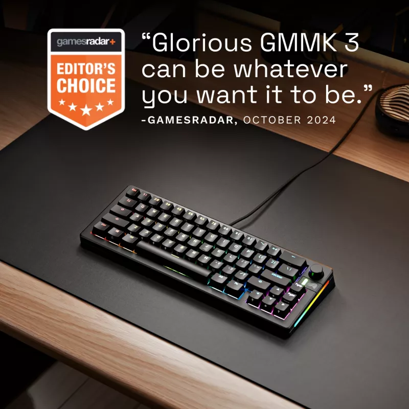Mechaninė žaidimų klaviatūra GLORIOUS GMMK 3 65% Laidinis USB, QWERTY US, RGB, Juoda